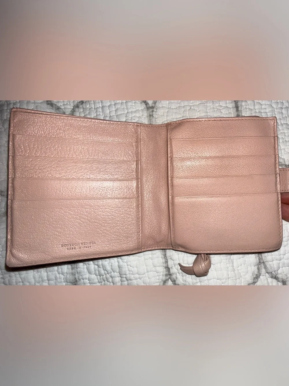 BOTTEGA VENETA Intrecciato Nappa Leather Compact Wallet Pink + COA